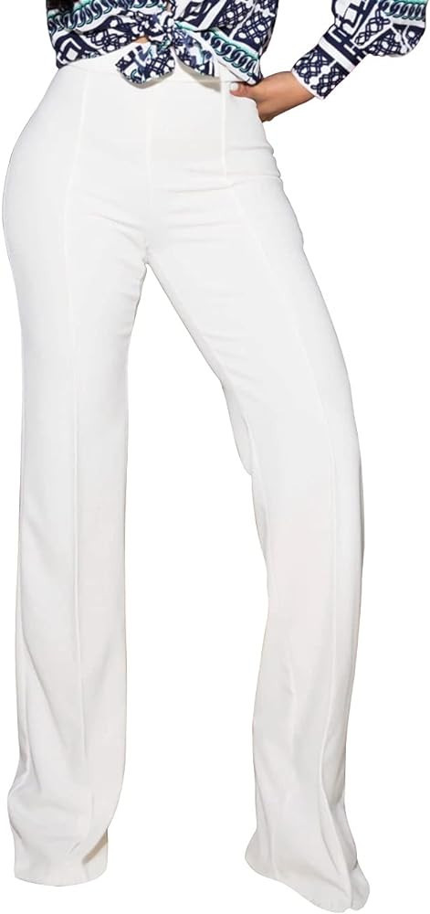 PINSV Women's High Waisted Stretchy Bootcut Pull On Dress Pants Casual Work Pants | Amazon (US)