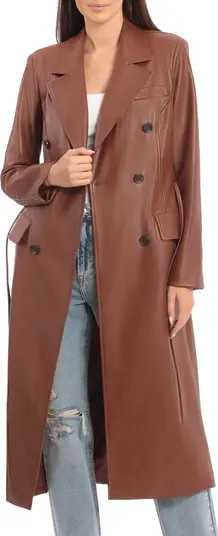 Water Resistant Faux Leather Trench Coat | Nordstrom
