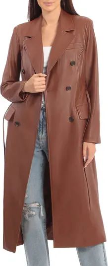 Avec Les Filles Water Resistant Faux Leather Trench Coat | Nordstrom | Nordstrom