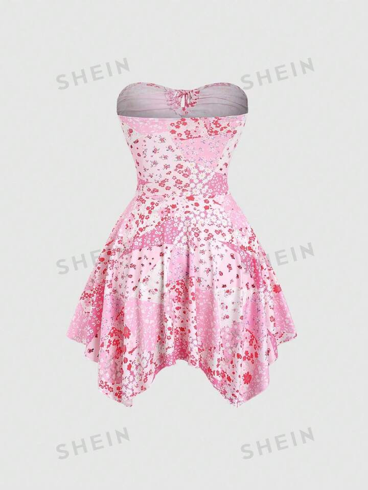 SHEIN MOD Pink Ditsy Floral Women's Summer Holiday Dress | SHEIN