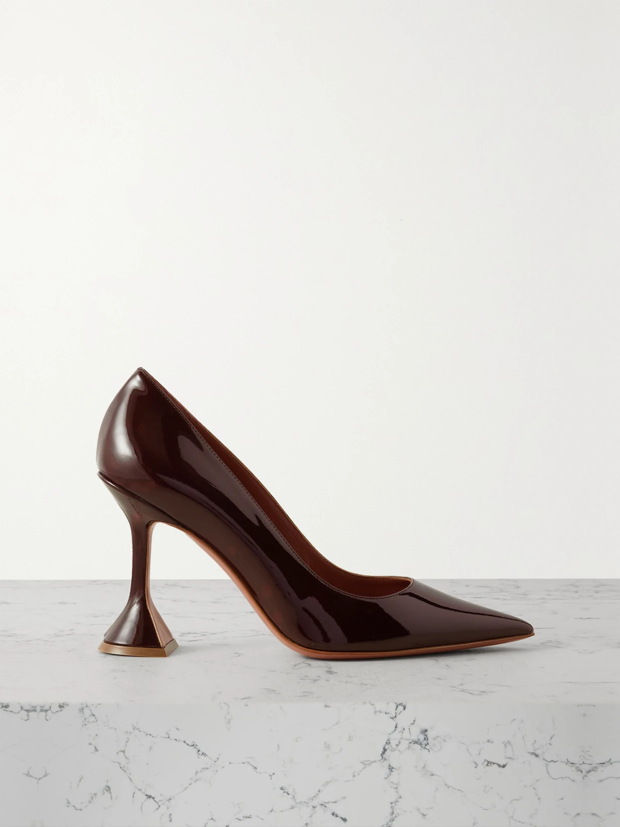 Amina Muaddi - Ami Patent-leather Pumps - Burgundy | NET-A-PORTER (US)