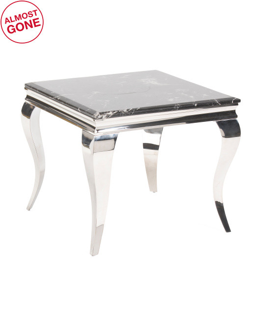 22x26.5x26.5 Lexiss Marble And Stainless Steel Side Table | TJ Maxx