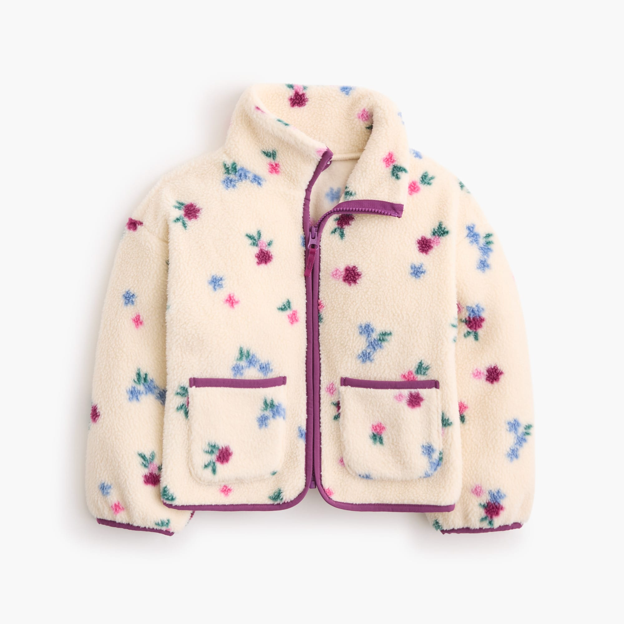 Girls' floral Sherpa full-zip | J.Crew Factory
