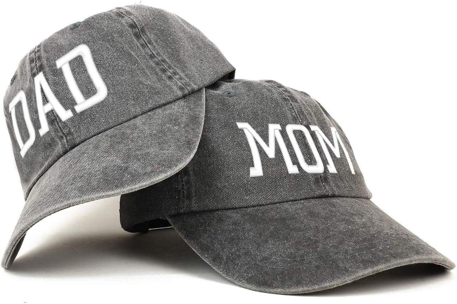 Trendy Apparel Shop Capital Mom and Dad Pigment Dyed Couple 2 Pc Cap Set | Amazon (US)