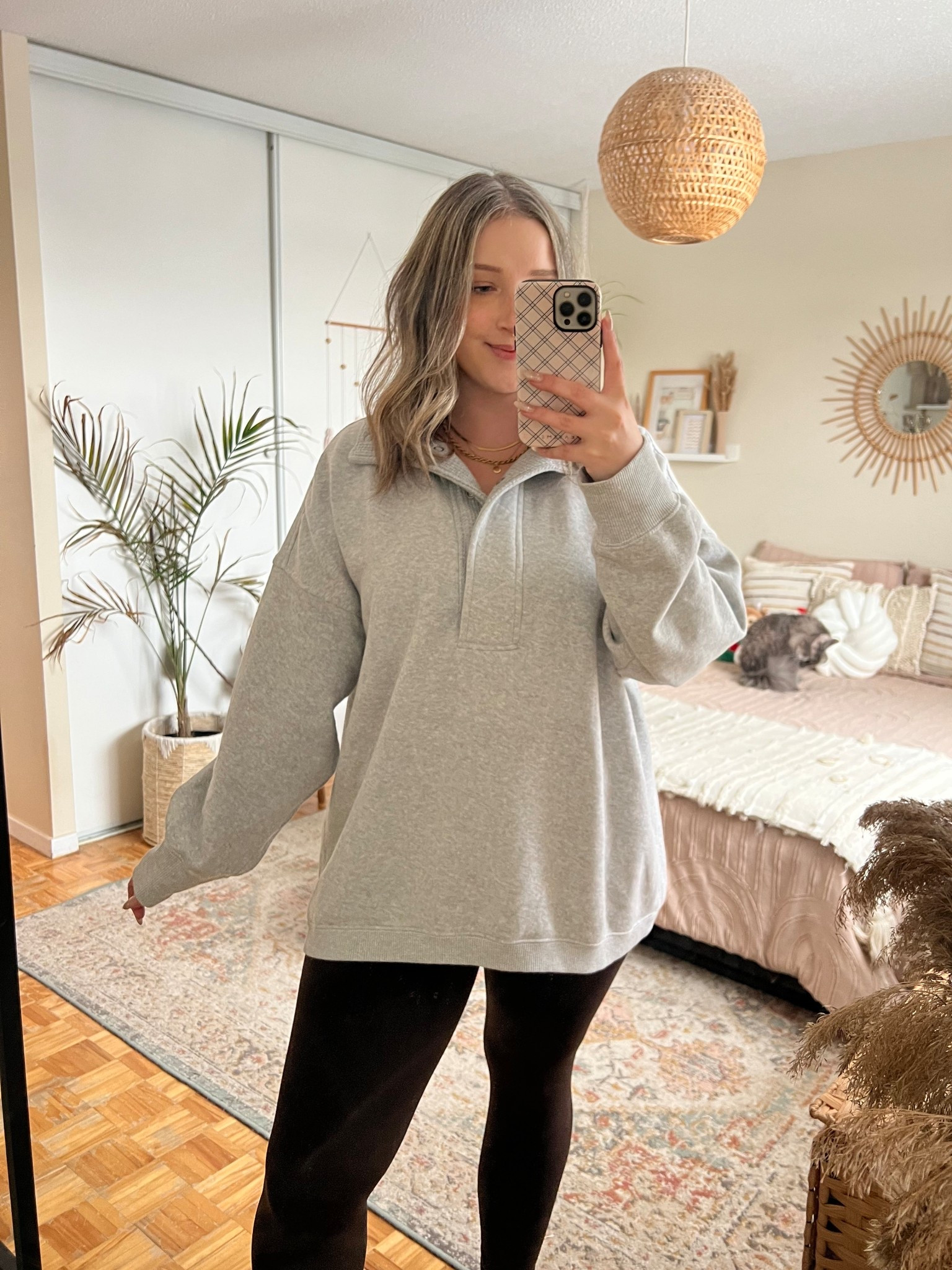 Comfy at home outfit from Aerie! Linked this year’s version of my sweatshirt, currently 48% off! My dark brown leggings are 40% off. Wearing my usual size Large in both!

#LTKwinter #LTKmidsize #LTKsale