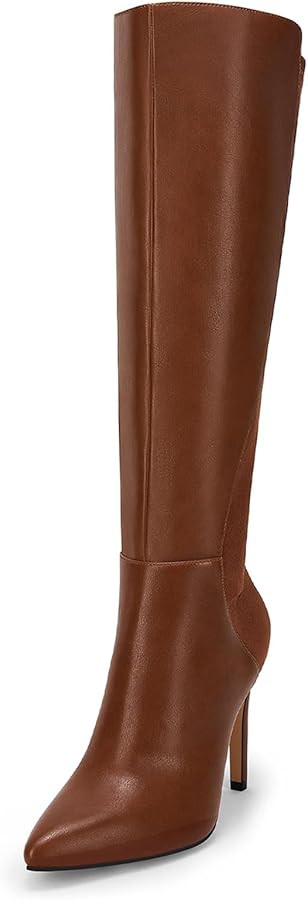 Rilista Womens Knee High Boots Sexy Pointed Toe Stiletto Heel Boot Leather Zipper Dress Shoes | Amazon (US)