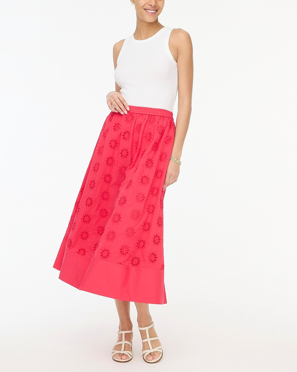 Petite eyelet midi skirt | J.Crew Factory