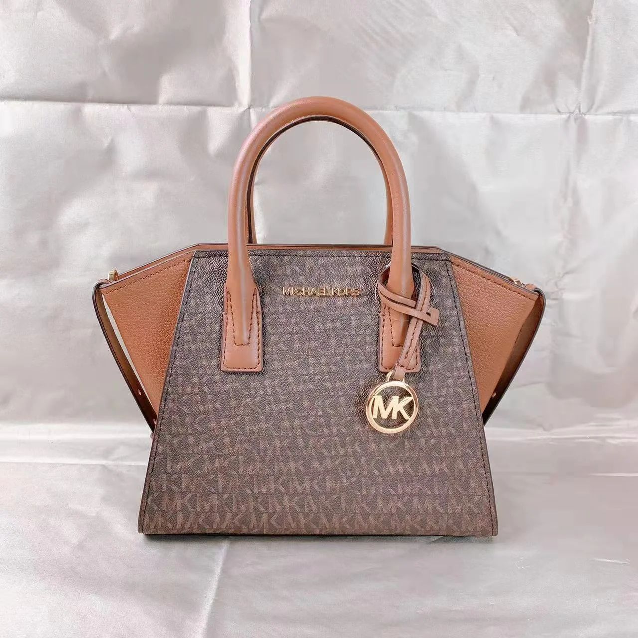 MICHAEL KORS 35F1G4VM2B AVRIL SMALL LOGO TOP-ZIP SATCHEL IN BROWN - Walmart.com | Walmart (US)