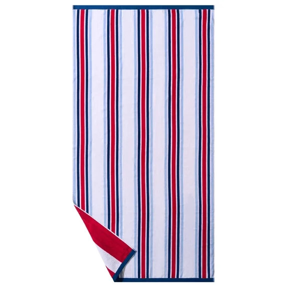 Better Homes & Gardens Oversized Cotton Blend Cabana Beach Towel, 72" x 38", Red | Walmart (US)