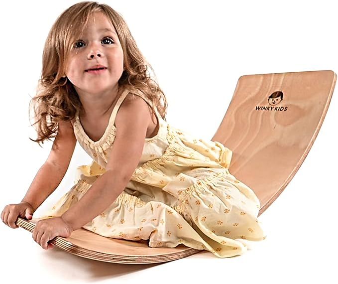 Winky Kids Wooden Wobble Balance Board Kids - 36 Inch Natural Beach Wood Board - Wood Style Yoga ... | Amazon (US)