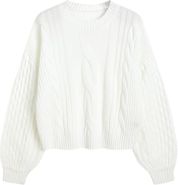 ZAFUL Womens Sweater Cable Knit Long Sleeve Knit Fall Outfits | Amazon (US)