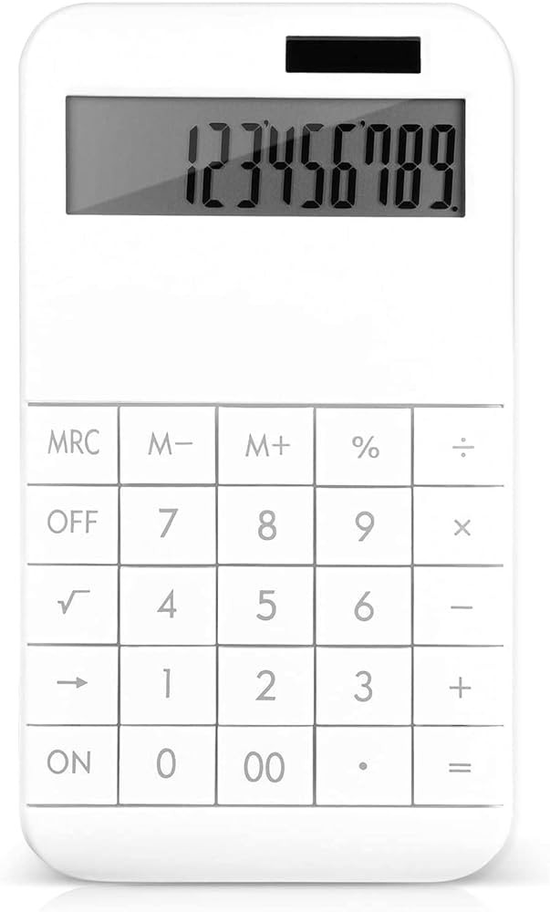 EooCoo Basic Standard Calculator 12 Digit Desktop Calculator with Large LCD Display for Office, School, Home & Business Use, Modern Design - White | Amazon (US)