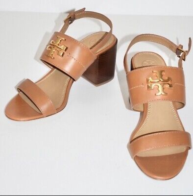 TORY BURCH EVERLY Tan Calf LEATHER 65MM Block Heel Sandal Style #60222 Size 7 | eBay US