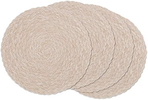 SHACOS Round Braided Placemats 15 inch Set of 4 Thick Washable Kitchen Table Placemats for Home W... | Amazon (US)