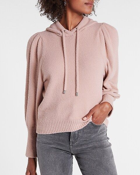 Cozy Balloon Sleeve Hooded Sweater | Express