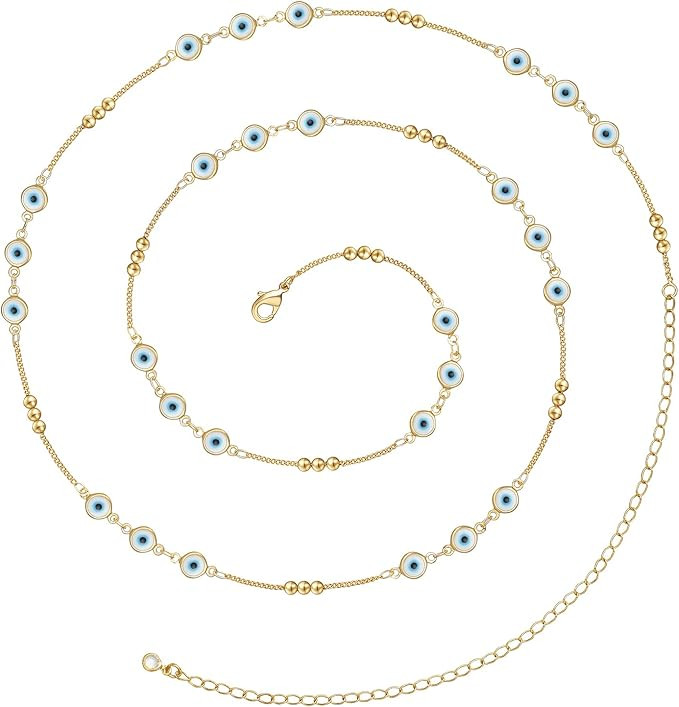 KissYan Bikini Body Chains for Women, 14K Gold Adjustable Sexy Waist Chain Summer Beach Colorful ... | Amazon (US)