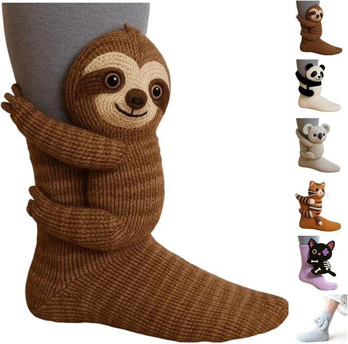 Sloth Socks,3D Knit Animal Socks for Women,Cozy Cute Novelty Sock, Warm Hand Crochet Floor Sock C... | Amazon (US)