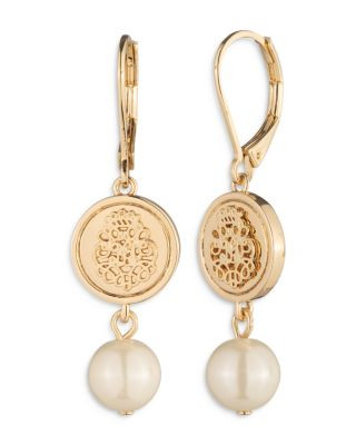 Lauren Imitation Pearl Coin Double Drop Earrings | Bloomingdale's (US)