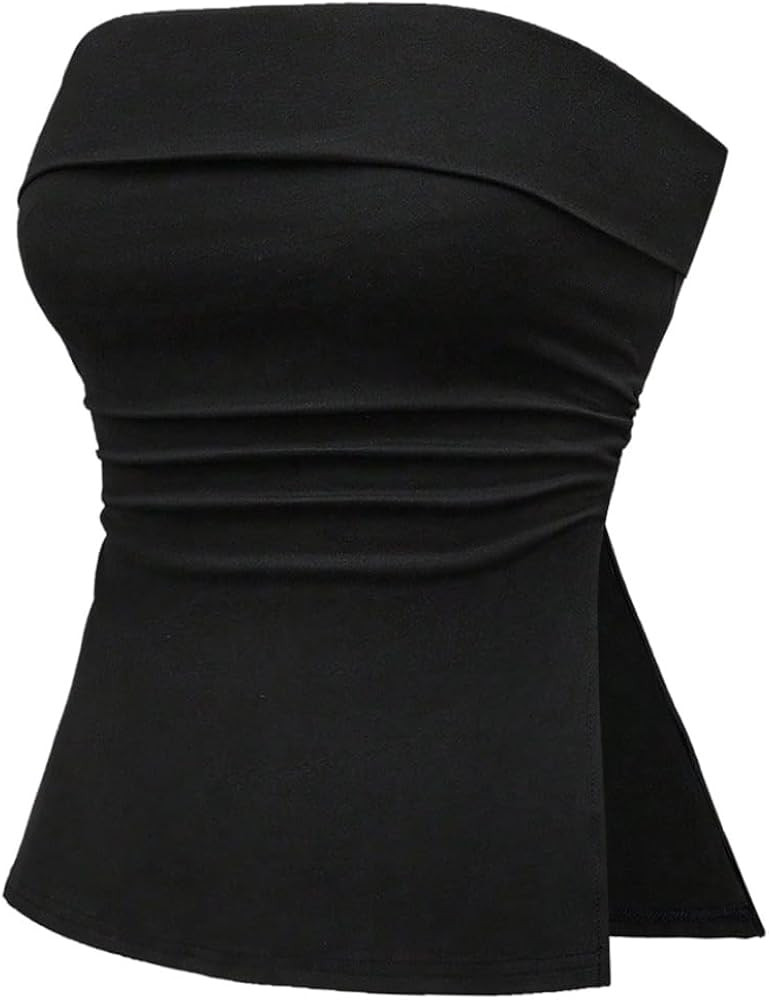 GORGLITTER Women's Ruched Split Tube Tops Strapless Bandeau Slim Fit Trendy Summer Going Out Top ... | Amazon (CA)