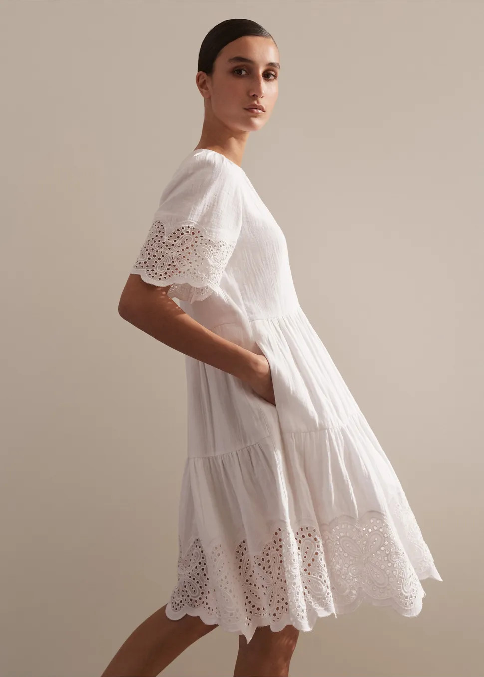 Cheesecloth Broderie Short Swing Dress + Belt | ME+EM US