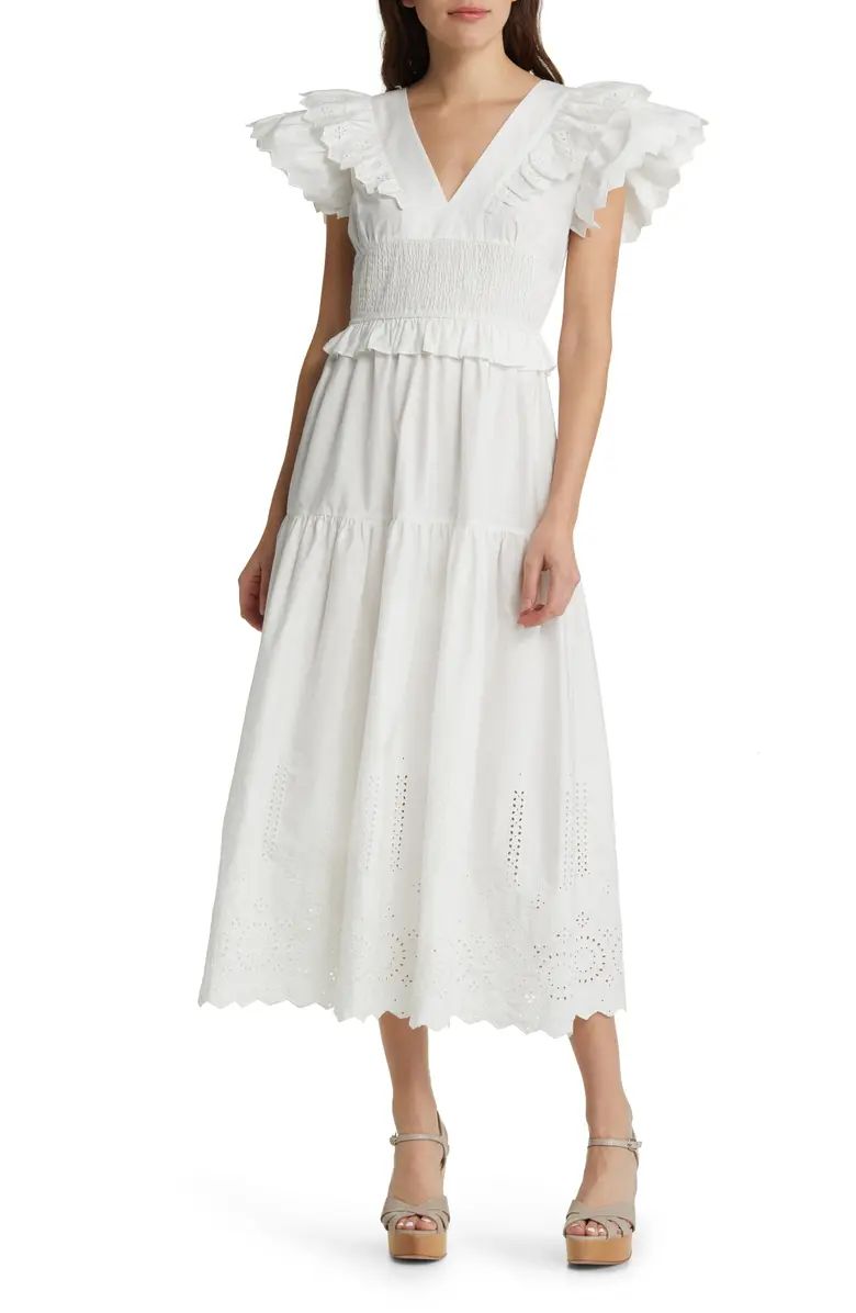 Smocked Eyelet Tie Back Dress | Nordstrom