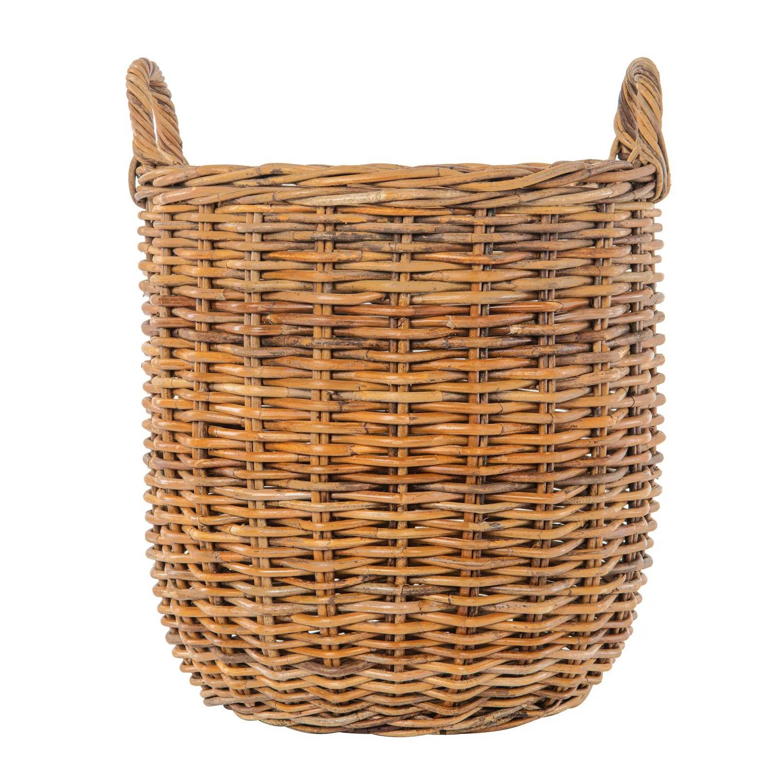 Lacak Round Rattan Decorative Storage Basket with Handles, Large | Wayfair North America