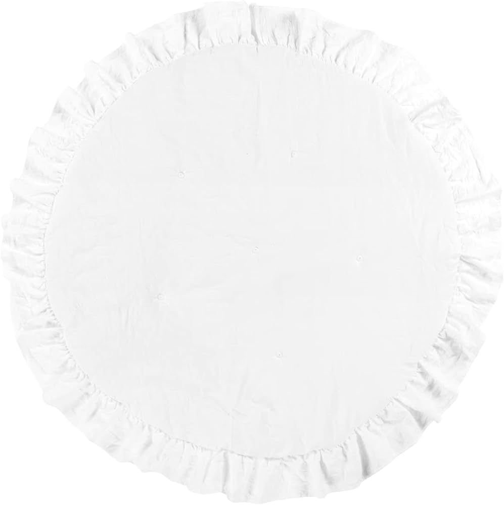 Lush Decor Baby Round Ruffle Play Mat Single 36" Diameter, White | Amazon (US)