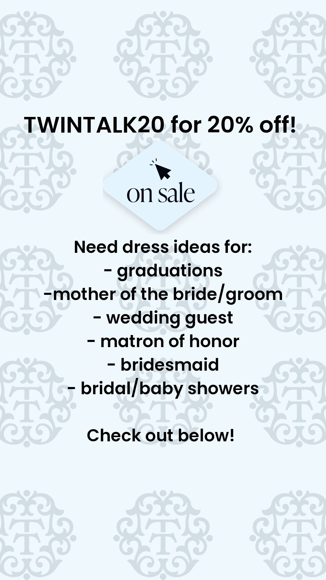 check out these stunning dresses below! And use TWINTALK20 for 20% off. M

#LTKWedding #LTKOver40 #LTKSaleAlert