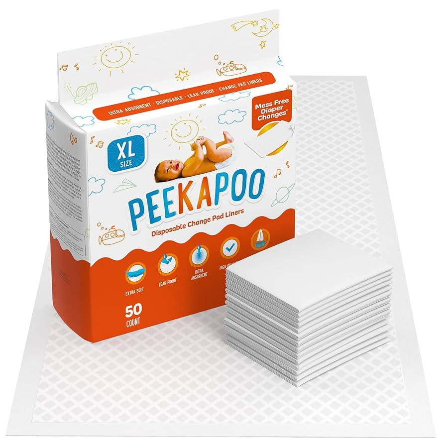 Peekapoo X-Large (30"x18") Disposable Changing Pads for Baby – Portable Changing Pad Liners for... | Amazon (US)