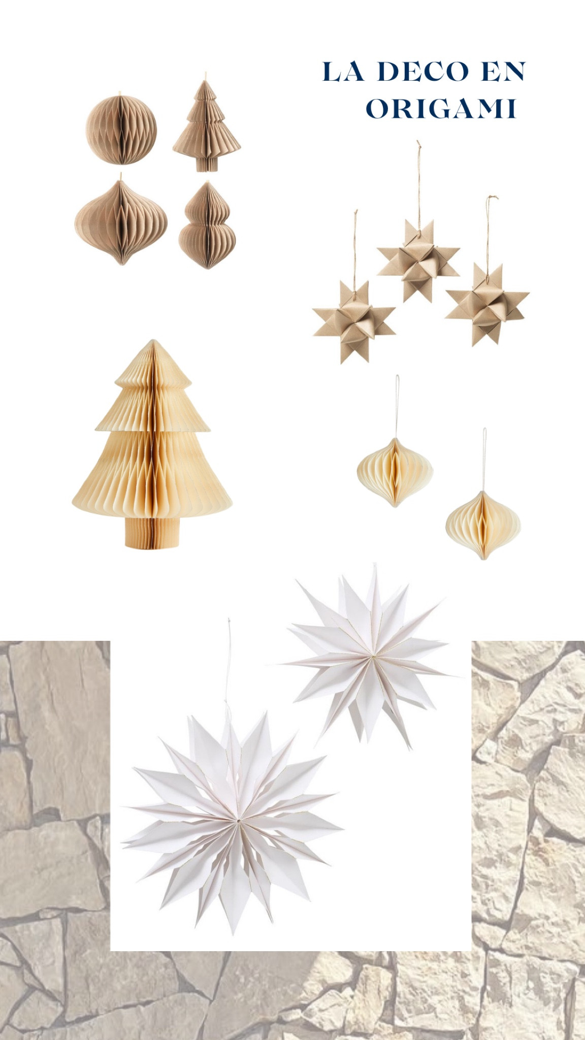Inspirations de décorations de Noël

Coup de cœur ❤️ pour la décoration en papier, en pliage, origami!

#noel #origami #decoration #maison

#LTKeurope #LTKhome #LTKSeasonal