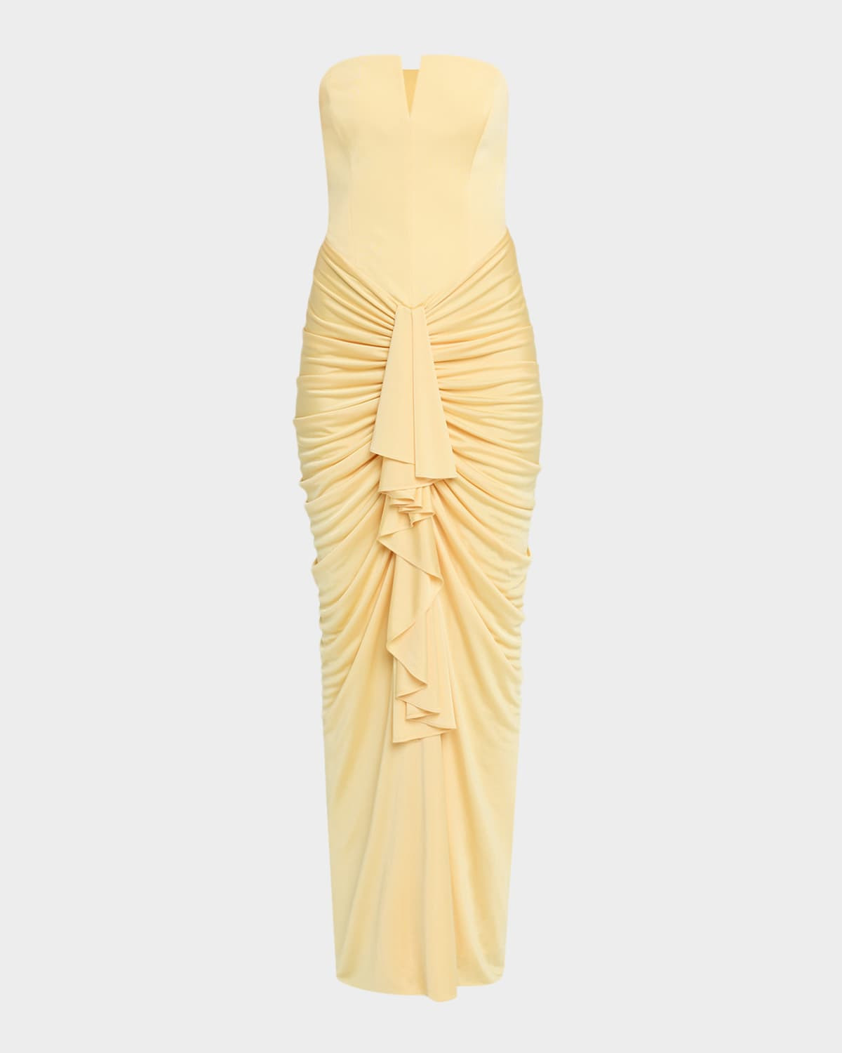 Selena Strapless Draped Glossy Jersey Gown | Neiman Marcus