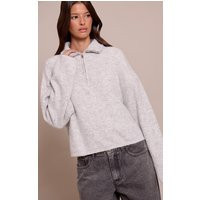 Grey Half Zip Soft Knit Sweater | PrettyLittleThing US