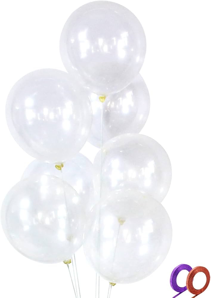 Clear Latex Balloons 100 Pack 12 Inch Transparent Party Balloons with 2 Rolls of Ribbon Clear Rou... | Amazon (US)