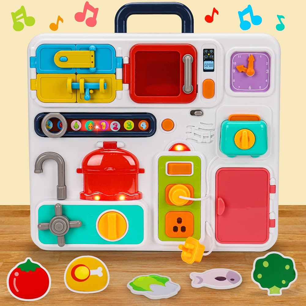 Tsomtto Kitchen Busy Board for Toddlers 1-3 Travel Toys Light Up Musical Baby Toy 12-18 Months To... | Amazon (US)