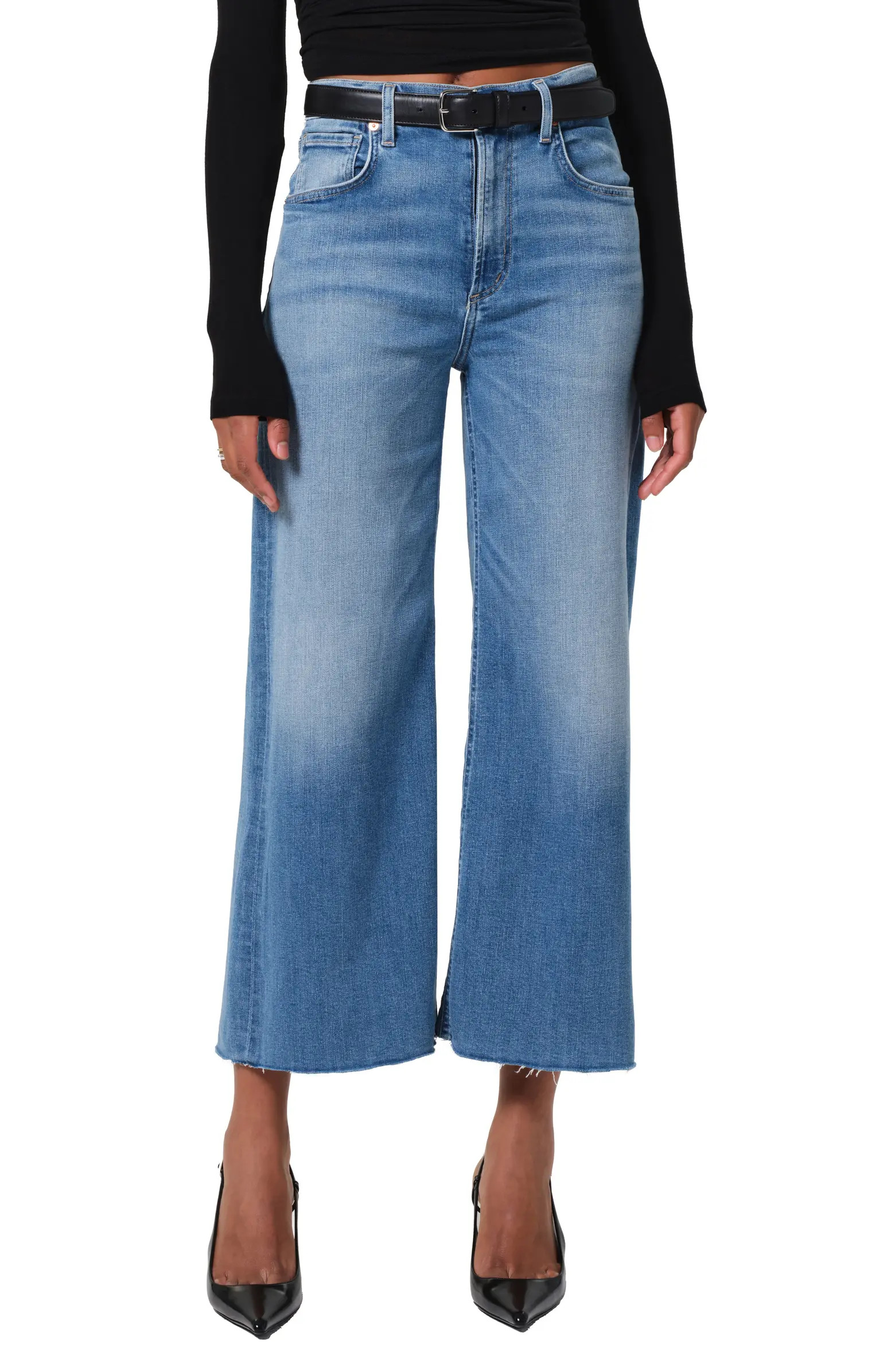 Citizens of Humanity Lyra Raw Hem High Waist Ankle Wide Leg Jeans | Nordstrom | Nordstrom