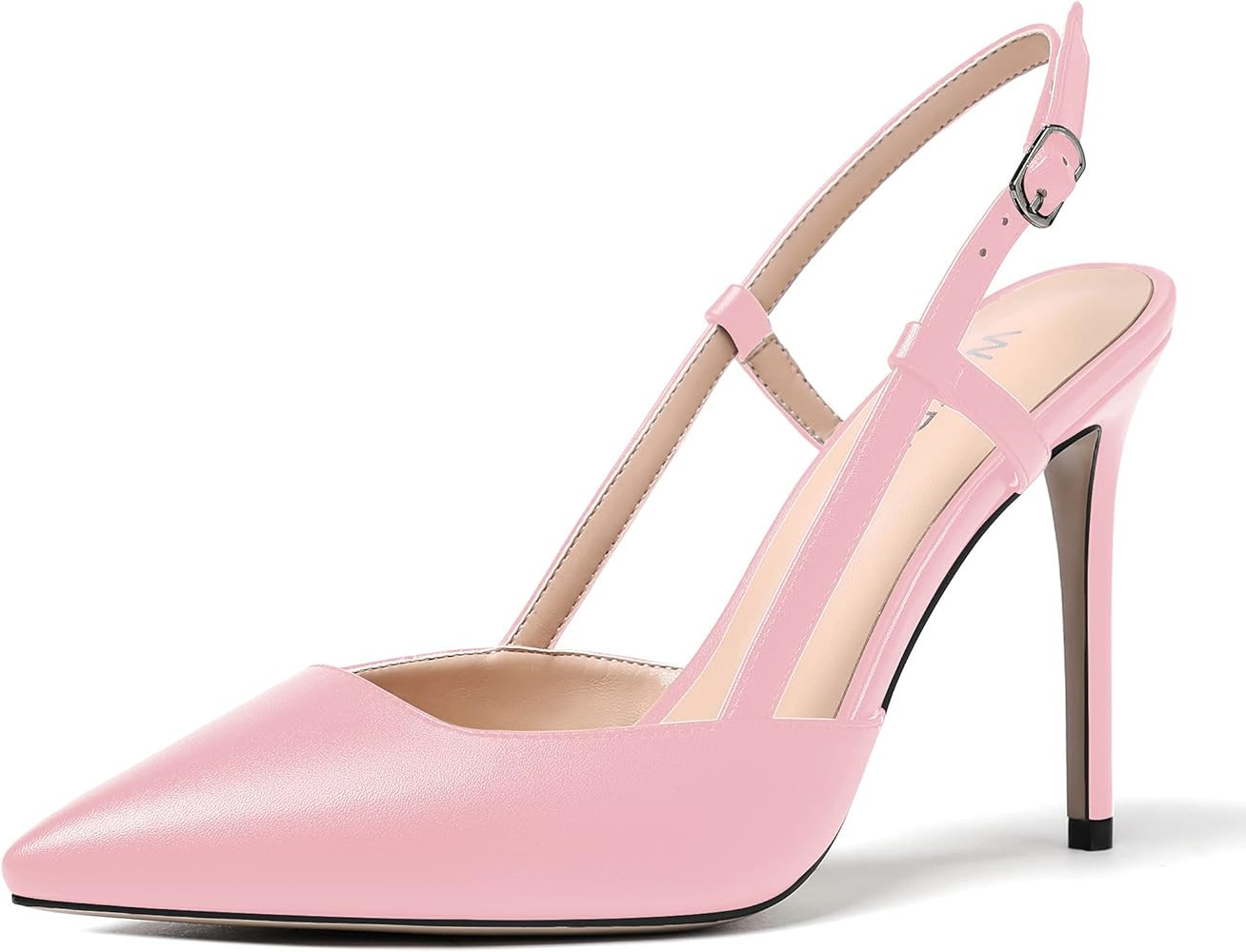 WAYDERNS Women's Buckle Matte Pointed Toe Ankle Strap Solid Slingback Stiletto High Heel Pumps Sh... | Amazon (US)
