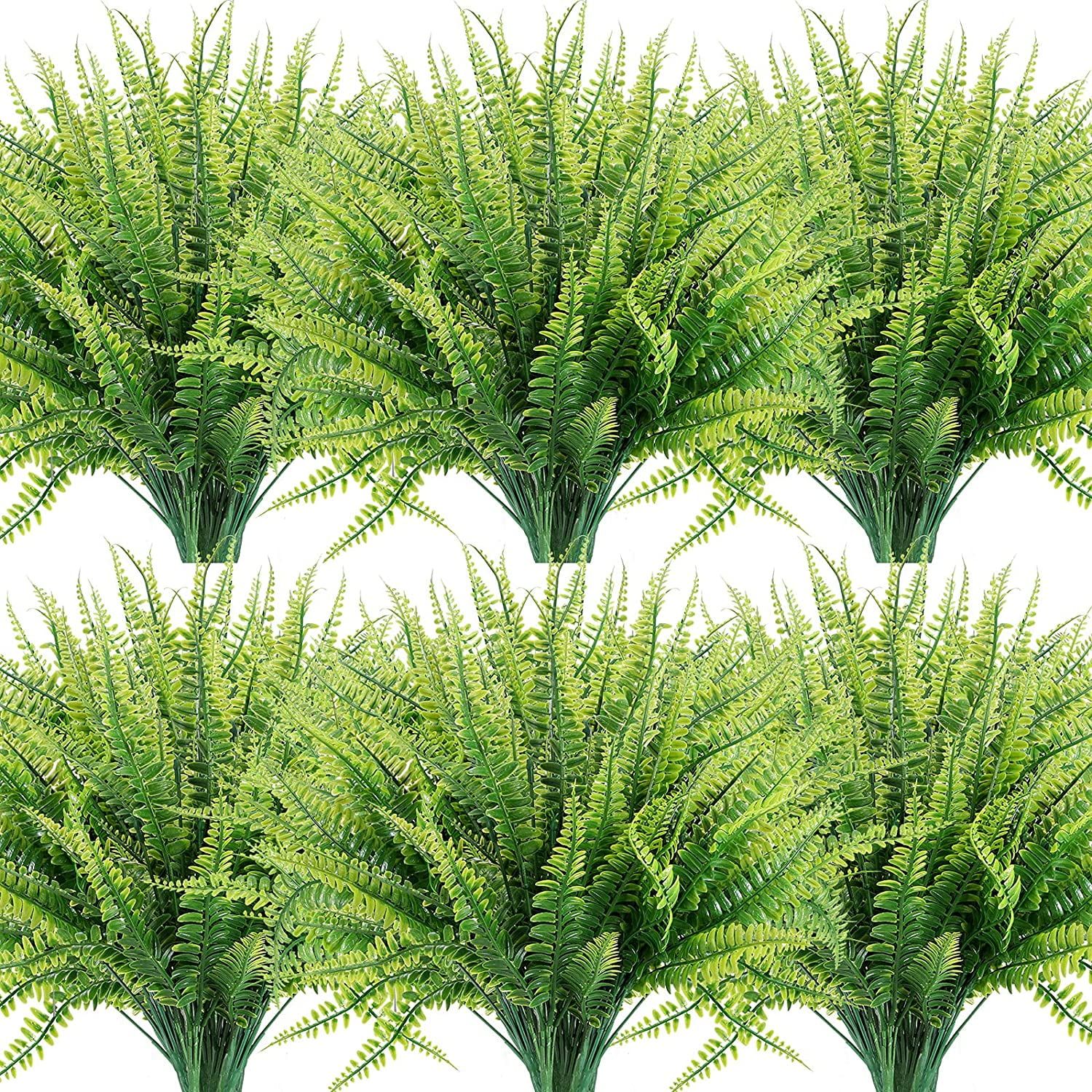 Coolmade 12 Bundles Artificial Plants with 7 Flexible Stems,14" Fake Boston Fern Greenery Outdoor... | Walmart (US)