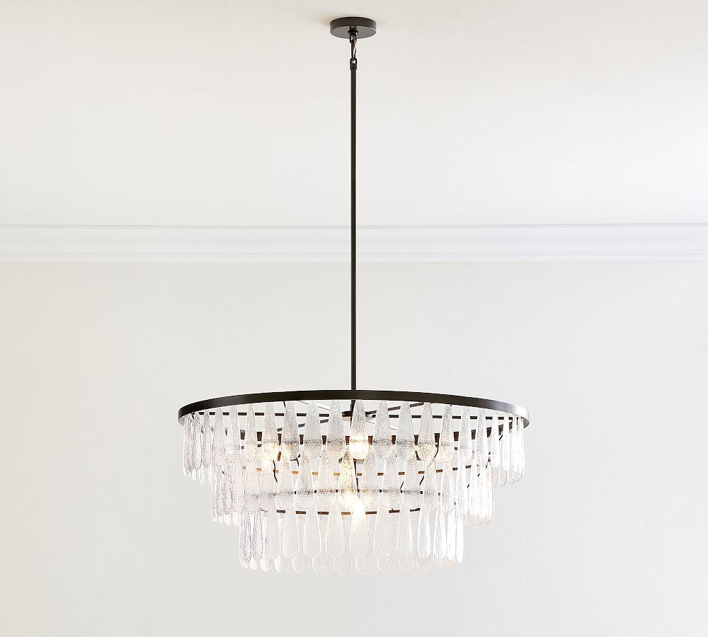 Mable Textured Glass Round Chandelier | Pottery Barn (US)