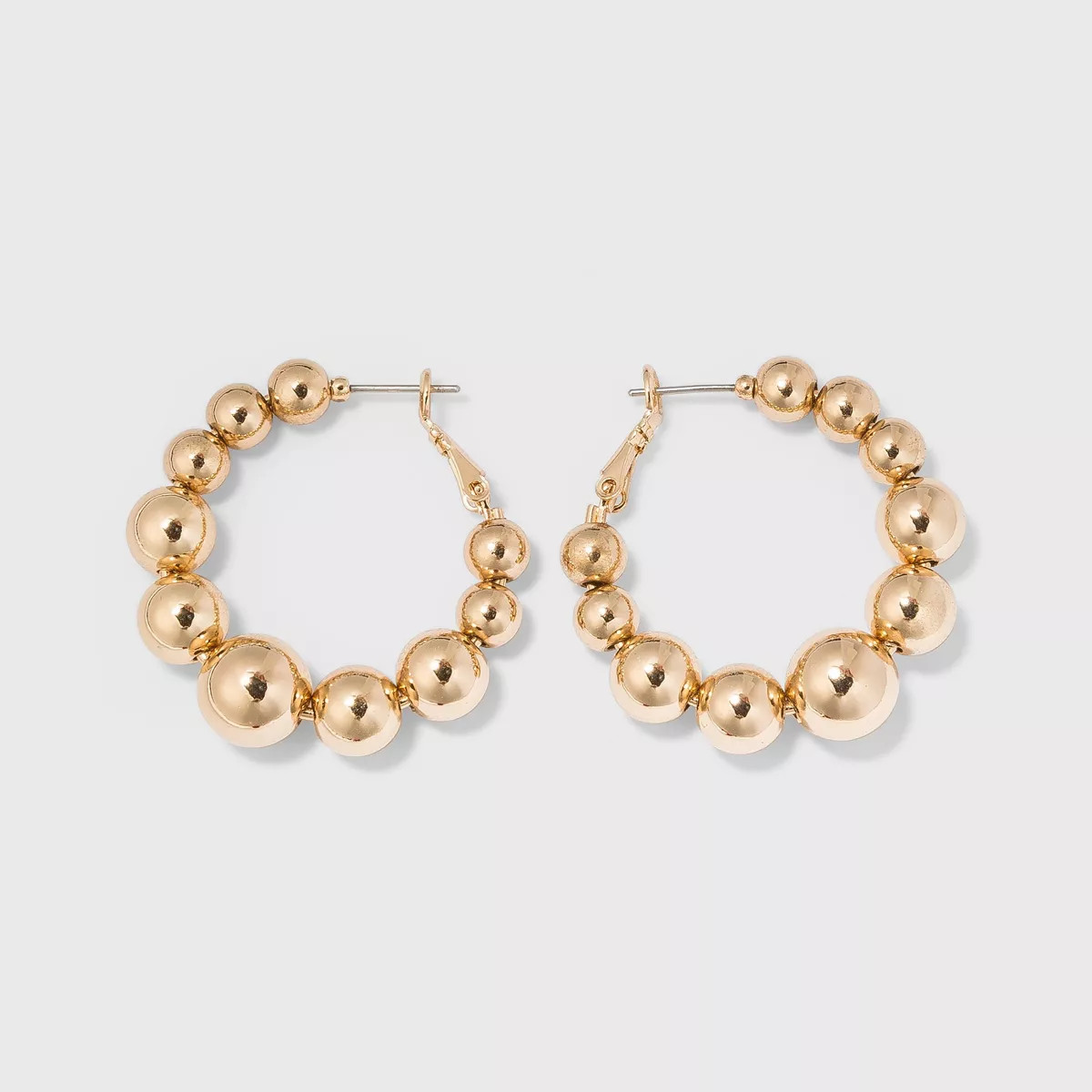 Ball Hoop Earrings - A New Day™ Gold: Nickel-Free Metal, Post Closure, 1.4" Length | Target
