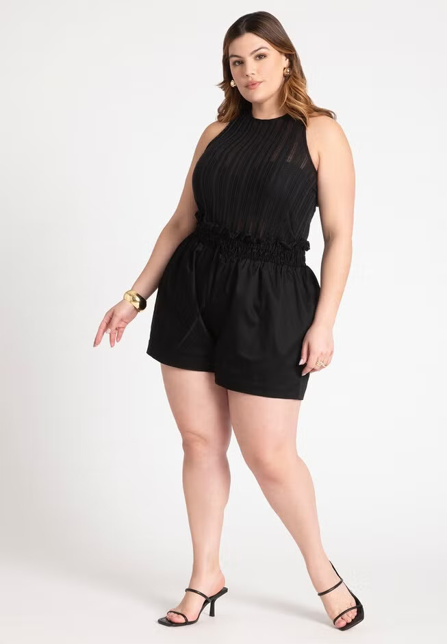 Ruffle Waist Shorts With Tie | Eloquii