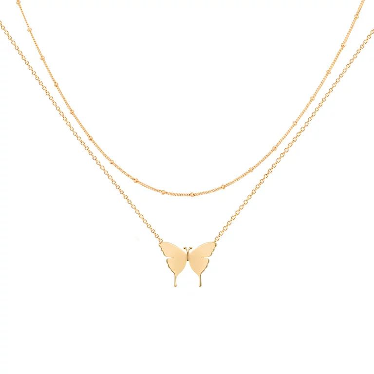 Mevecco 18K Gold Plated Dainty Cute Handmade Layered Choker Butterfly Necklace for Women Jewelry ... | Walmart (US)