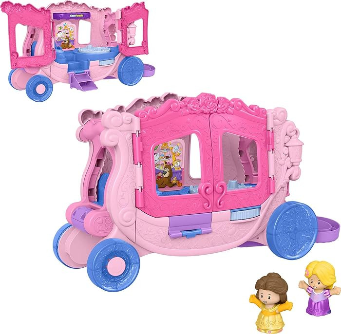 Fisher-Price Little People Toddler Toy Disney Princess Pull-Along Musical Carriage Playset with F... | Amazon (US)