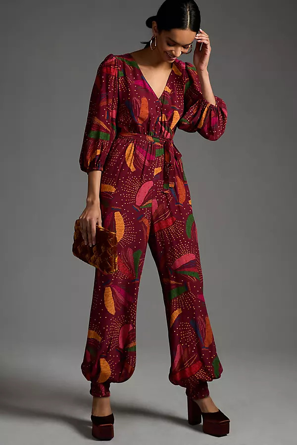 Farm Rio Wrap Jumpsuit By Farm Rio in Red Size S | Anthropologie (US)
