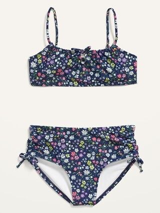 Patterned Cinch-Tie Bikini 2-Piece Swim Set for Girls | Old Navy (US)