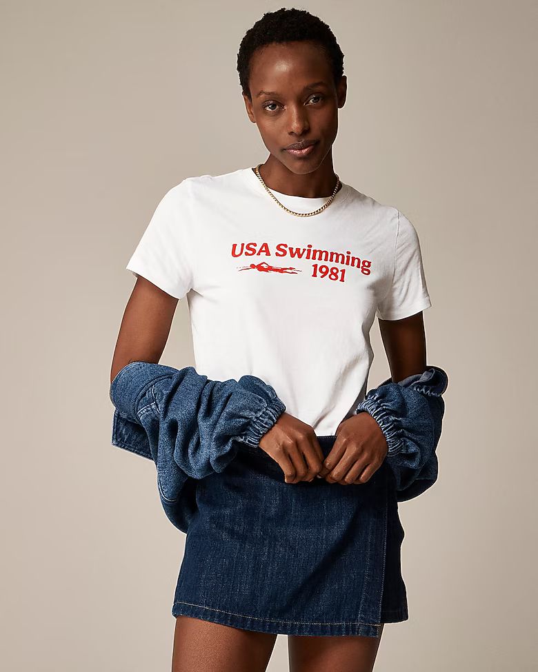 Limited-edition USA Swimming® X J.Crew vintage jersey classic-fit crewneck T-shirt | J. Crew US