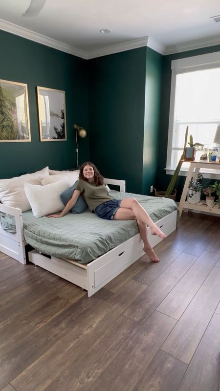 See us pull out the daybed in action! 
Bedroom, day bed, home decor, interior design, green, wayfair, green room 

#LTKFind #LTKhome #LTKfamily