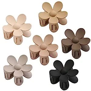 6PCS Flower Hair Clips, Matte Hair Claw Clips, Large Claw Clips For Women Thick Hair, Big Cute Da... | Amazon (US)