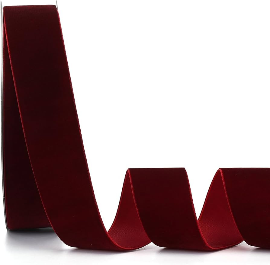 Burgundy Velvet Ribbon 1-1/2 Inch x 20Yd,Great for Gift Wrapping,Hair Bows,Christmas,Wedding Part... | Amazon (US)