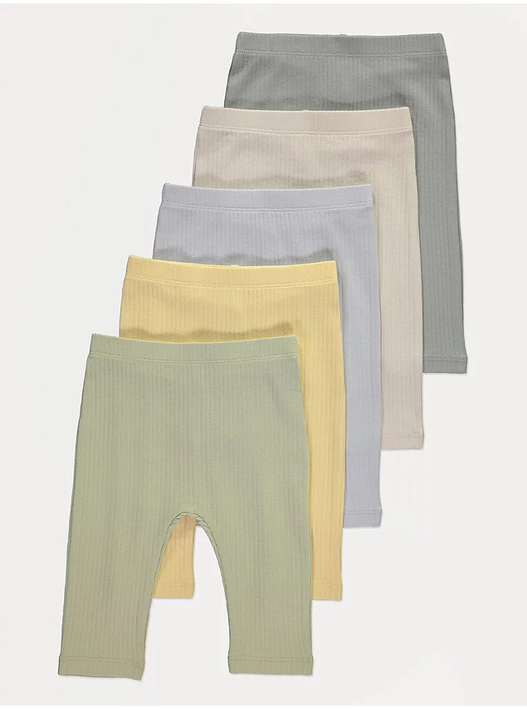 Ribbed Leggings 5 Pack | George