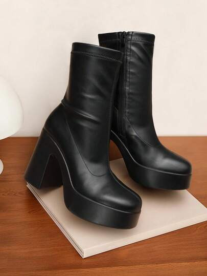 Women's Chunky Platform Ankle Boot High Block Heels Square Toe Lightweight Comfort Party Dress Booties Shoes For Women Women's Chunky Platform Ankle Boot High Block Heels Square Toe Lightweight Comfort Party Dress Booties Shoes For Women | SHEIN